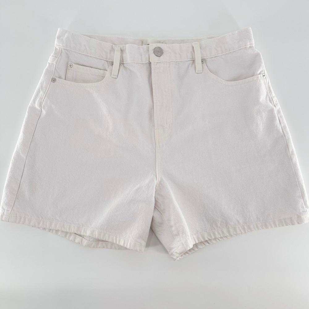 FRAME The Easy Short White High Rise Denim Shorts Size 30 Cotton